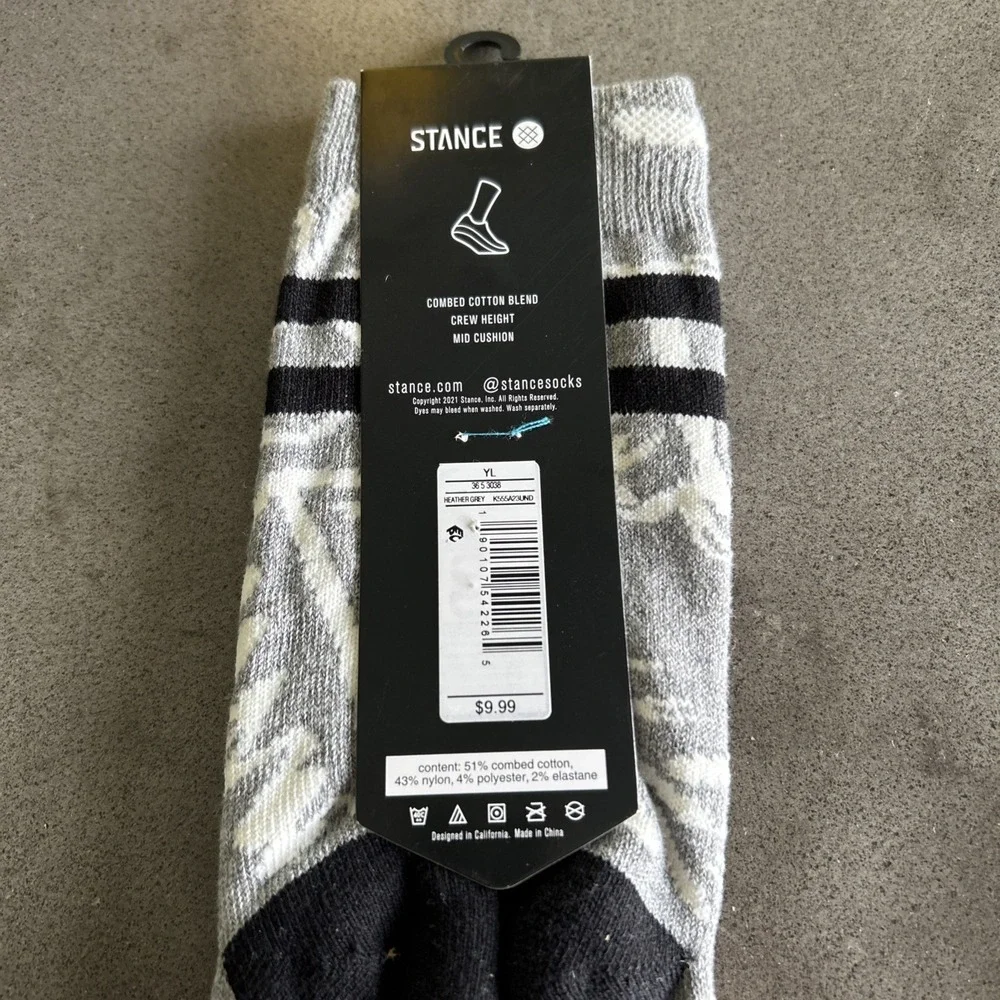 New W/Tags Stance Kid's Wade Collection Leaf Print Crew Socks Youth L 3-5.5 NWT